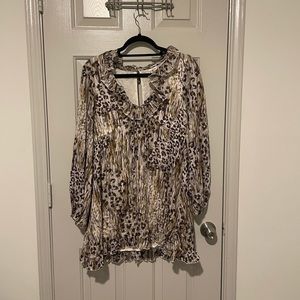 NWT By Together Mixed Animal Leopard Cheetah Print Flounce/Ruffle Dress